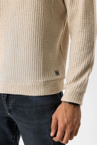 Backandbond Bej Regular Fit Desenli Bisiklet Yaka Sweatshirt