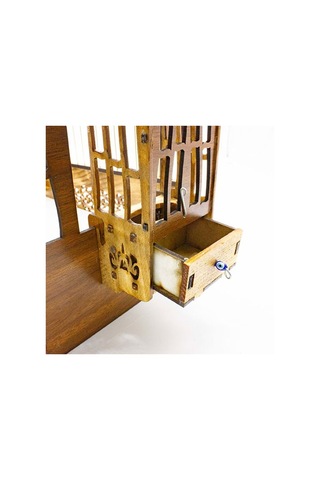 Birdlife Bombeli Lüx Oymalı Ahşap Kuş Kafesi 35x30x17 Cm 256-60010.01