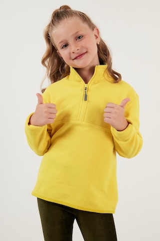 Lela Yumuşak Dokulu Fermuarlı Dik Yaka Şardonlu 2'Li Paket Çocuk Polar 5905002S2 Lila-Sarı