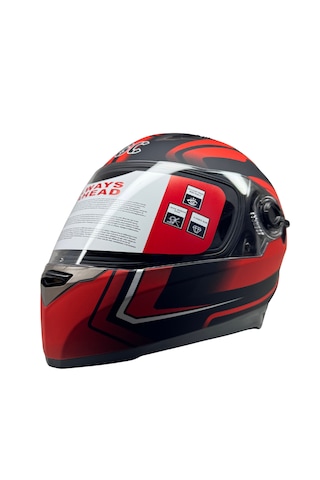 Kask Bgc Full Face Vizörlü Kask Mat Siyah - Kırmızı
