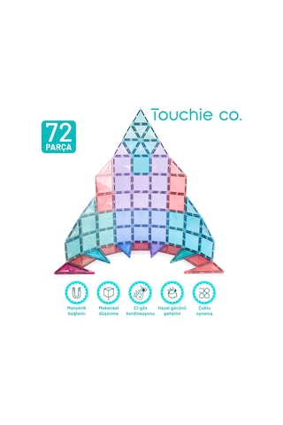 Touchie Co. Mıknatıslı Manyetik 72 Parça Yapı Blokları Seti
