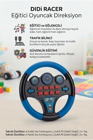 Eğitici Sesli Direksiyon Minik Sürücülerin Eğlenceli Yol Arkadaşı 09054730