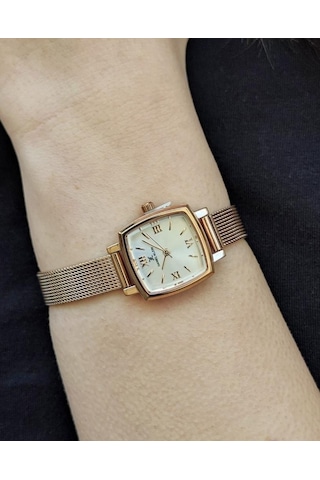 Daniel Klein Dke.1.10844-5 Kare Kadran Hasır Kordon Metal Kasa 3 Atm Suya Dayanıklı Rose Renk Kadın Kol Saati Rose Gold