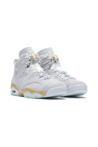 Nike Air Jordan 6 Retro Leather Women's Sneaker Hakiki Deri Bilekli Günlük Kadın Spor Ayakkabı Gri