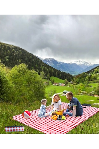 Piknik Örtüsü, Masa Örtüsü,50-200 Cm Kırmızı 2 Kırmızı Beyaz