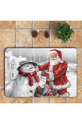 3 Adet Kaymaz Banyo Paspası, Noel Baba Ve Kardan Adam Desenli Klozet Kapağı Örtüsü Ve Halı, Noel Ve Yeni Yıl Ev Dekorasyonu