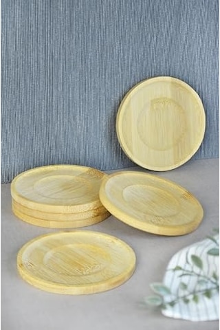 Bambu Serisi 10 Cm Genişlikte Yuvarlak 6&apos Lı Çay Bardağı Altlığı 1