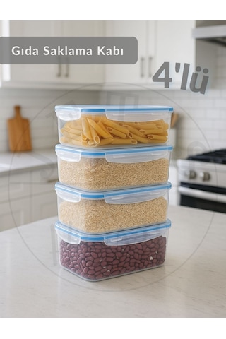 4'lü Vakumlu Saklama Kabı Seti Hava Almaz Bpa Free Kilitlenebilir Gıda Erzak Kabı 4 L Şeffaf
