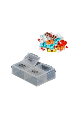 Ams Net 4 Öğün Günlük Hap İlaç Saklama Taşıma Kutusu İlaç Hatırlatıcı Beyaz