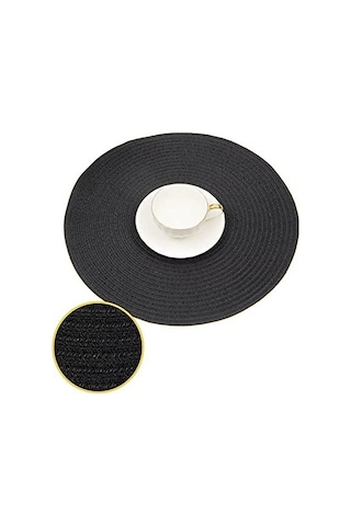15 İnç Isıya Dayanıklı Yuvarlak Örgülü Servis Altlıkları Yıkanabilir Pamuk Polyester Dokuma Yuvarlak Masa Paspasları Kahverengi