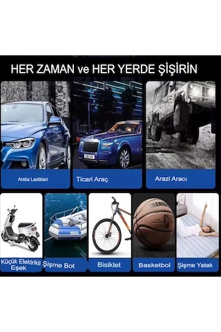 Slim Siyah Model Oto Kompresör Göstergeli Araç Lastik Şişirici