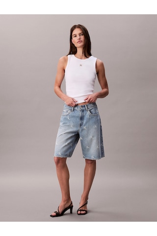 Calvin Klein Jeans Kadın Etiketli Pamuklu Fitilli Beyaz Bluz Lv047c201g-yaa Beyaz