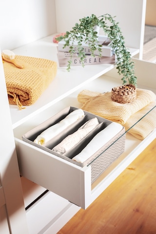 Serstil 6 Bölmeli Çekmece Içi Dolap Kıyafet Iç Çamaşırı Katlanabilir Düzenleyici Organizer Kutu 28x28x12cm Martı Gri