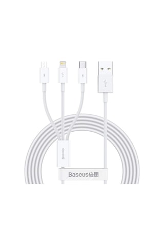 Baseus Superior Series Micro+lightning+type-c Üçlü Hızlı Şarj Veri Kablosu 3.5a 1.5m Beyaz