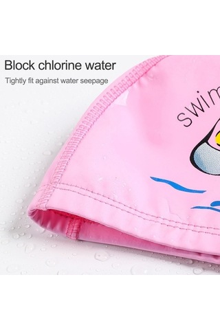 Dm Çocuk Yüzme Şapkası Pu Baskılı Sevimli Yunus Desenli Elastik Koyu Mavi Koyu Mavi