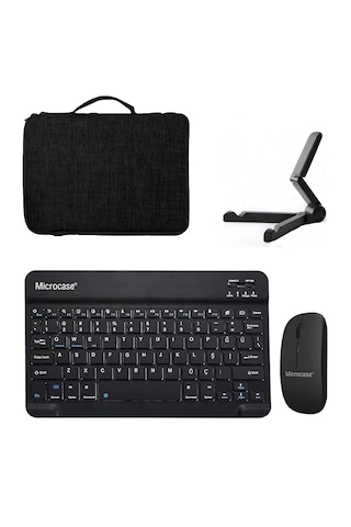 Microcase Xiaomi Redmi Pad 2 11 İnch Tablet Uyumlu Tablet Çanta+türkçe Bluetooth Klavye+mouse+tablet Standı-siyah Al8128 Omuz Çantası