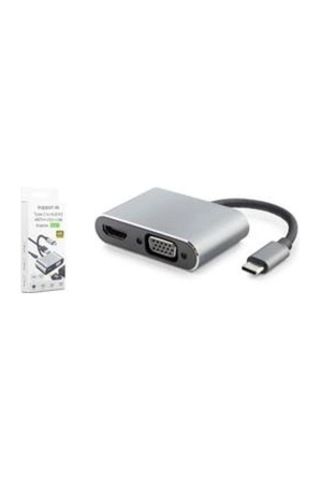 Hadron Hdx7839 Type-c To Hub Hdtv 4k 30hz + Type-c + Usb + Vga 4ın1 Gri Kdo