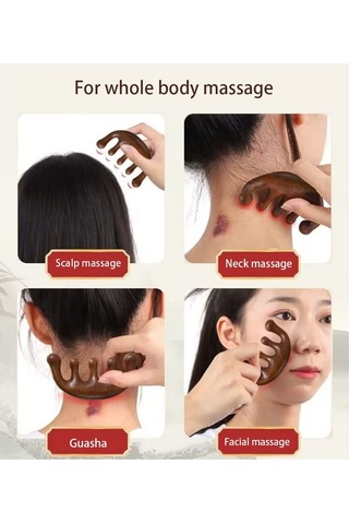 Saç Derisi, Yüz, Vücut Masajı İçin Doğal Sandal Ağacı Masaj Tarağı B Diğer