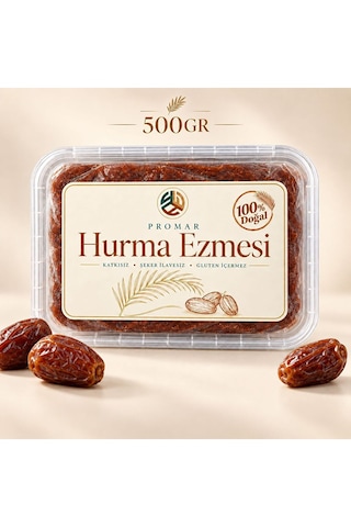 Katkısız Doğal Hurma Ezmesi - %100 Hurma Püresi 500 Gr