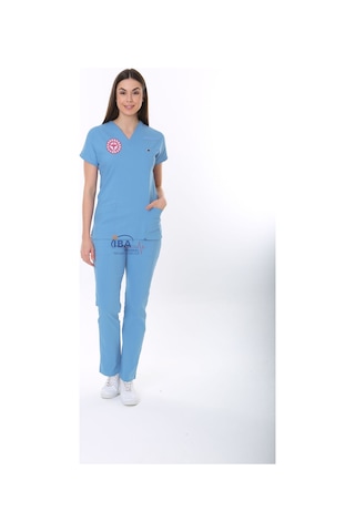 Alaska Mavisi Doktor Hekim Forması Likralı Scrubs Takım Alaskan Blue Alaska Mavisi
