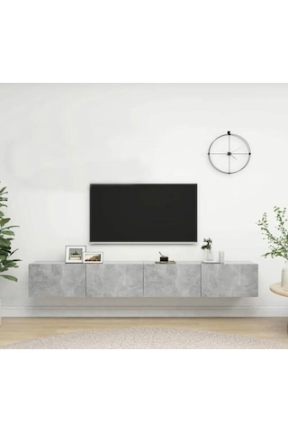 Joy Tv Ünitesi Tv Sehpası Alt Modülü Gri Beton Dokulu 240 Cm Mdf