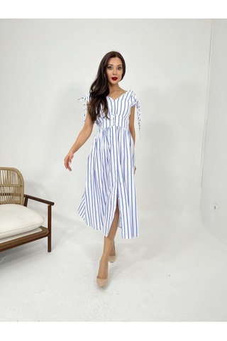 De'charme 5486 Elbise-baltimore Çizgili Altın