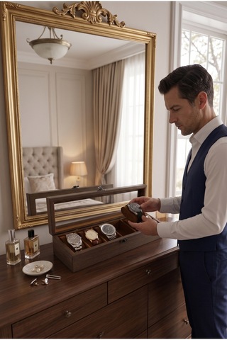 Woodini Premium Taba 6'lı Ahşap Saat Kutusu - Yeni Nesil Yastıklı