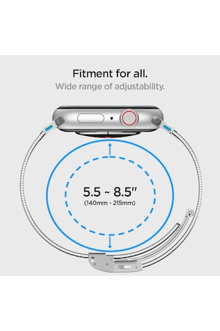 Spigen Watch 49/46/45mm Ultra 3/2/1 / Seri 11/10/9/8/7 İle Uyumlu Kordon Band Sleek Link İnce Baklalı Çelik Gümüş Kayış - Amp07224 Spigen Tr Sku: Smg8690010079824