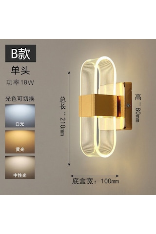 Yifomall 18w 3 Renkli Led Duvar Lambası - Akrilik, Gold, Tek Kafa - Yatak Odası, Otel Koridor - Kolay Kullanım, Dayanıklı Malzeme Altın