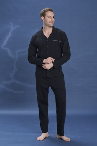 Erkek Penye Uzun Kol Pijama Takımı 2142 Siyah01 Siyah