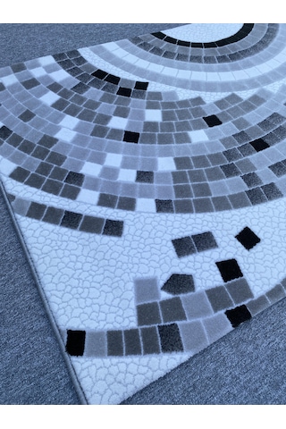 Gri Siyah Beyaz 120x230 Kesme Akrilik Halı