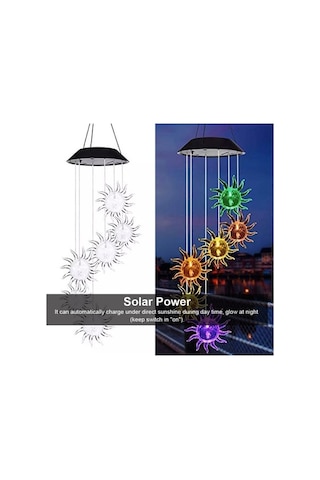 Elmpaly Geeroyoo Renk Değiş. Güneş Enerj. Rüzgar Çanı, Su Geçirmez Led Bahçe Aydınlatma, Şeffaf Şeffaf