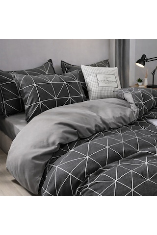 Tek Kişilik Nevresim Takımı 160x220cm 2 Yastık Kılıfı Lastikli Çarşaflı 100x200+30 Desenli Gri Gri Tek Kişilik Nevresim Takımı 160x220cm 2 Yastık Kılıfı Lastikli Çarşaflı 100x200+30 Desenli Gri Gri