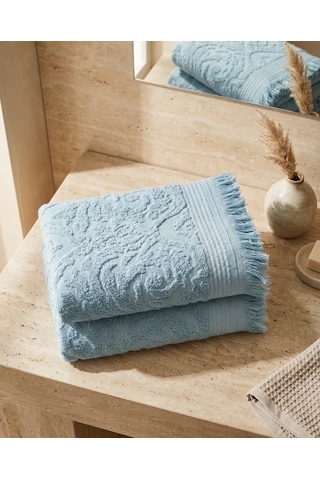 Botti Home %100 Pamuk Jakarlı El Ve Yüz Havlusu Seti 50 X 90 Cm Çeyizlik Saçaklı Havlu 2'li El Ve Yüz Havlusu