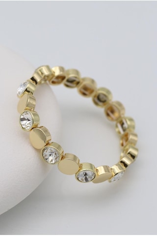 Kadın 14k Kaplama Gold Taşlı Çelik Lastik Bileklik Çok Renkli