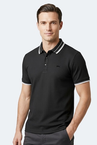 Slazenger Zınovıa Erkek Polo Yaka Siyah Tişört