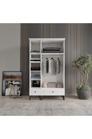 Beenal Nisa 3 Kapaklı Gardırop Dolap 120cm Beyaz-beyaz
