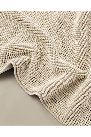 English Home Macaroni Kaydırmaz Taban Banyo Paspası Seti 60x90 + 40x60 Cm Bej Bej