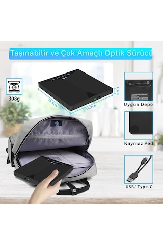 Techtic 7in1 Harici Dvd-rom Usb 3.0 Hub Çoğaltıcı Tf Sd Kart
