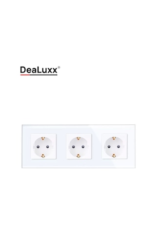 Dealuxx Cam Çerçeveli Üçlü Beyaz Priz 194029884