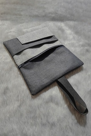 Su Geçirmez Fermuarlı İmperteks Kumaş Tütün Kesesi Çantası Tütünlük Rd51 Gri