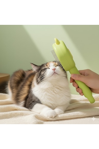 Metal Dişli, Kendini Temizleyen, Evcil Hayvan Bakım Fırçası - Yeşil