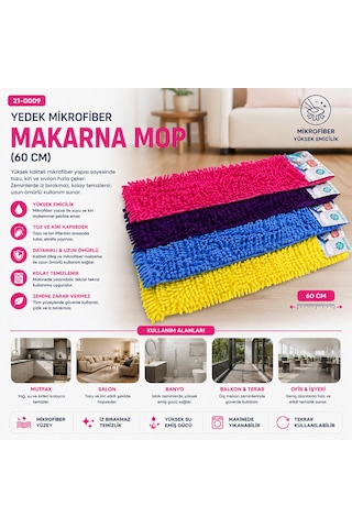 60cm.yedek Mikrofiber Renkli Makarna Mop 5477 0