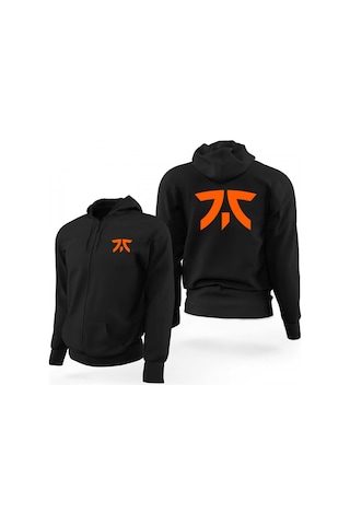 Fnatic 2021 Siyah Fermuarlı Limited Edition Kapşonlu Sweatshirt Siyah