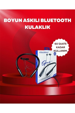 Kablo Polygold Pg-100 Bluetooth 5.0 Boyun Bantlı Kulaklık 50 Saat Konuşma Süresi, Type-c Şarj Diğer