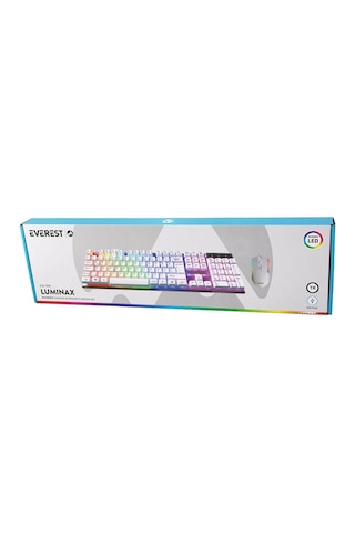 Beyaz Gökkuşağı Işıklı Usb Kablolu Oyuncu Klavye - Mouse Set 5047