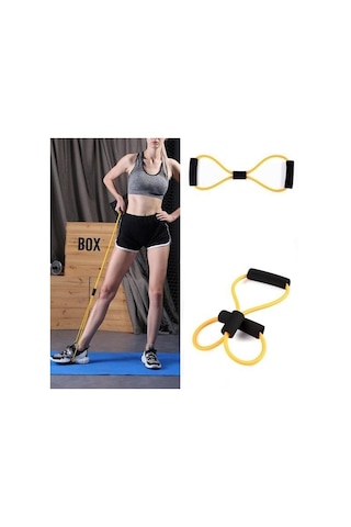 Ollevra Direnç Bandı 8 Şeklinde Yoga Plates Ve Vücut Geliştirme Egzersiz Bandı Sarı