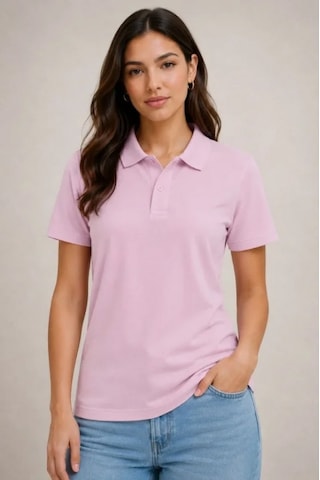Efnaz Style Polo Yaka Pike Kumaş Düğmeli Basic Tişört Günlük Rahat - Pembe