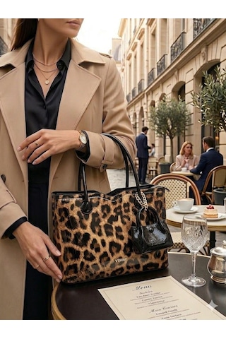Victorinox Şık Minik Cüzdan Detaylı El Ve Omuz Çantası - Model 3124 Leopar