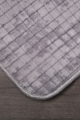 Kare Plus Gri Büyük Ebat 80x150 + 50x80 Cm 2'li Banyo Paspası Yıkanabilir Klozet Takımı Gri